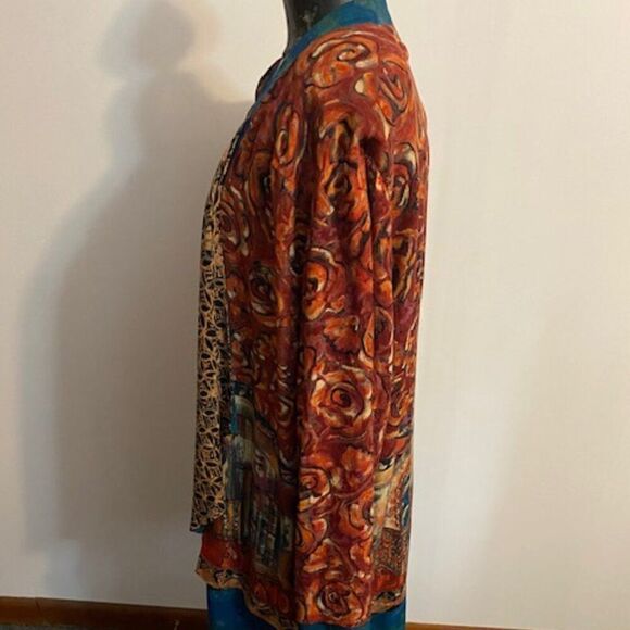 Carole Little Vintage '90s' Boho Hippy look multi color open cardigan, size 14 - Picture 2 of 4